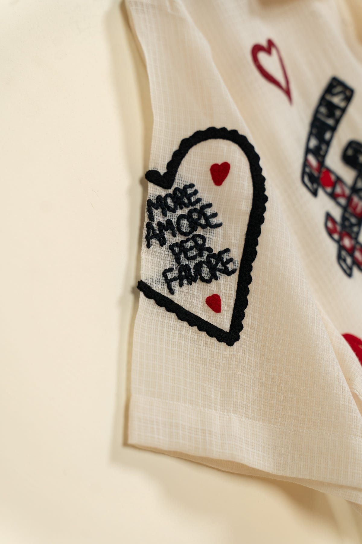 "Mi Amor" Hand embroidered hearts Shirt - image 2