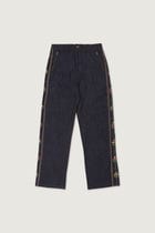 Floral embroidered denim pants view 1