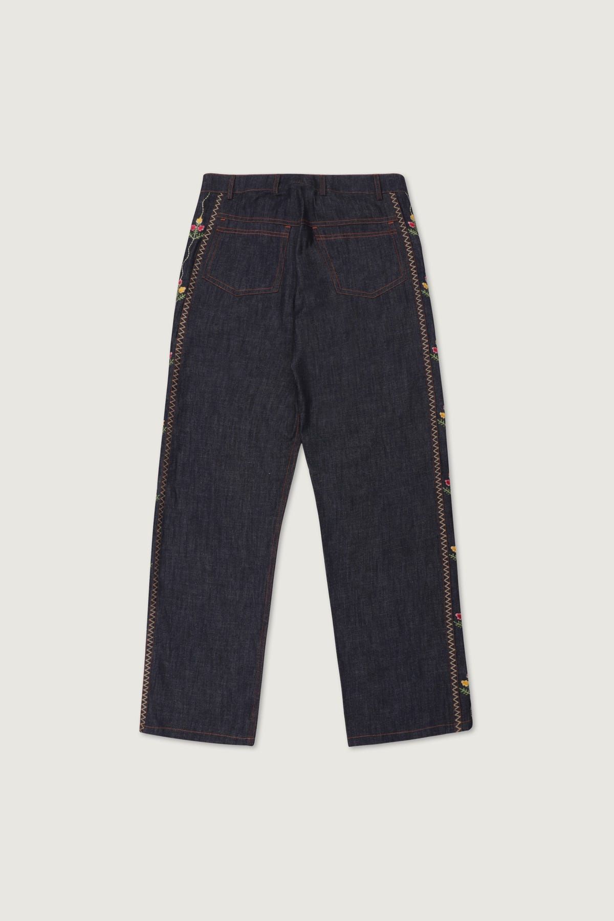 Floral embroidered denim pants - image 3