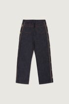 Floral embroidered denim pants view 3