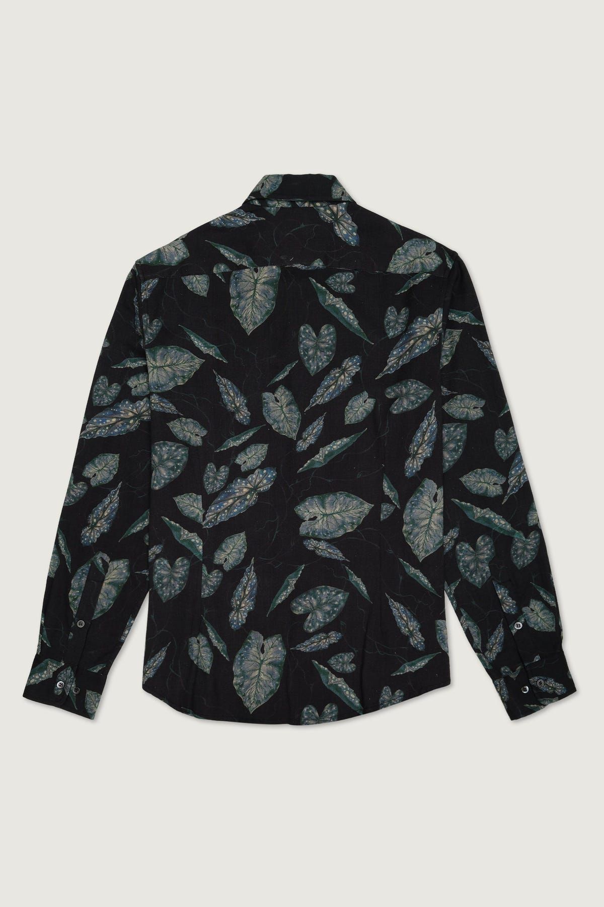 Botanical evening shirt- Black - image 3