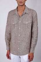 Brown Linen shirt view 1