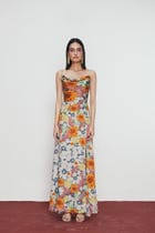 "Summer florals" Pleated Cowl Aline Dress view 1