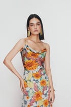 "Summer florals" Pleated Cowl Aline Dress view 2