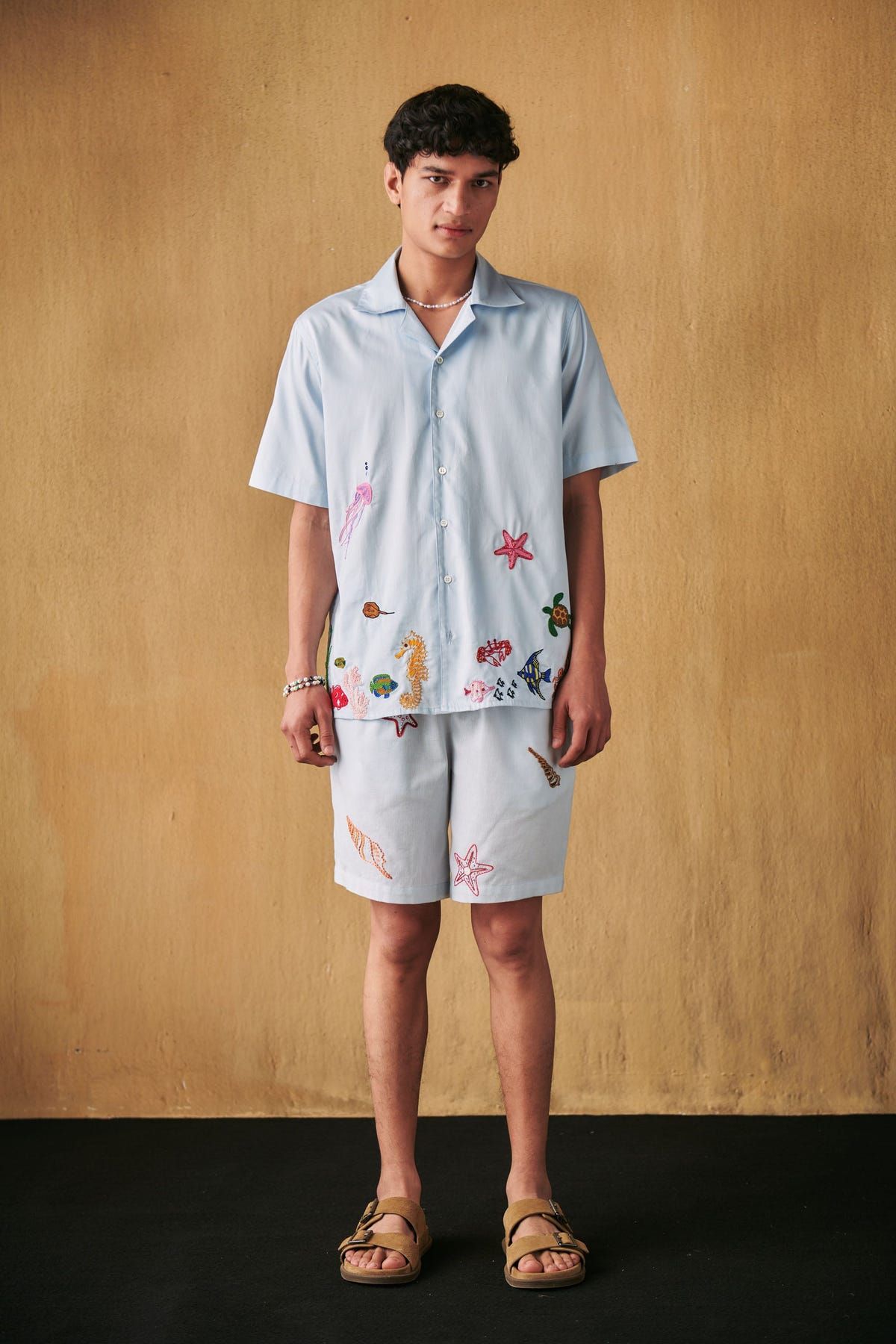 Sea life hand embroidered Shirt - image 1