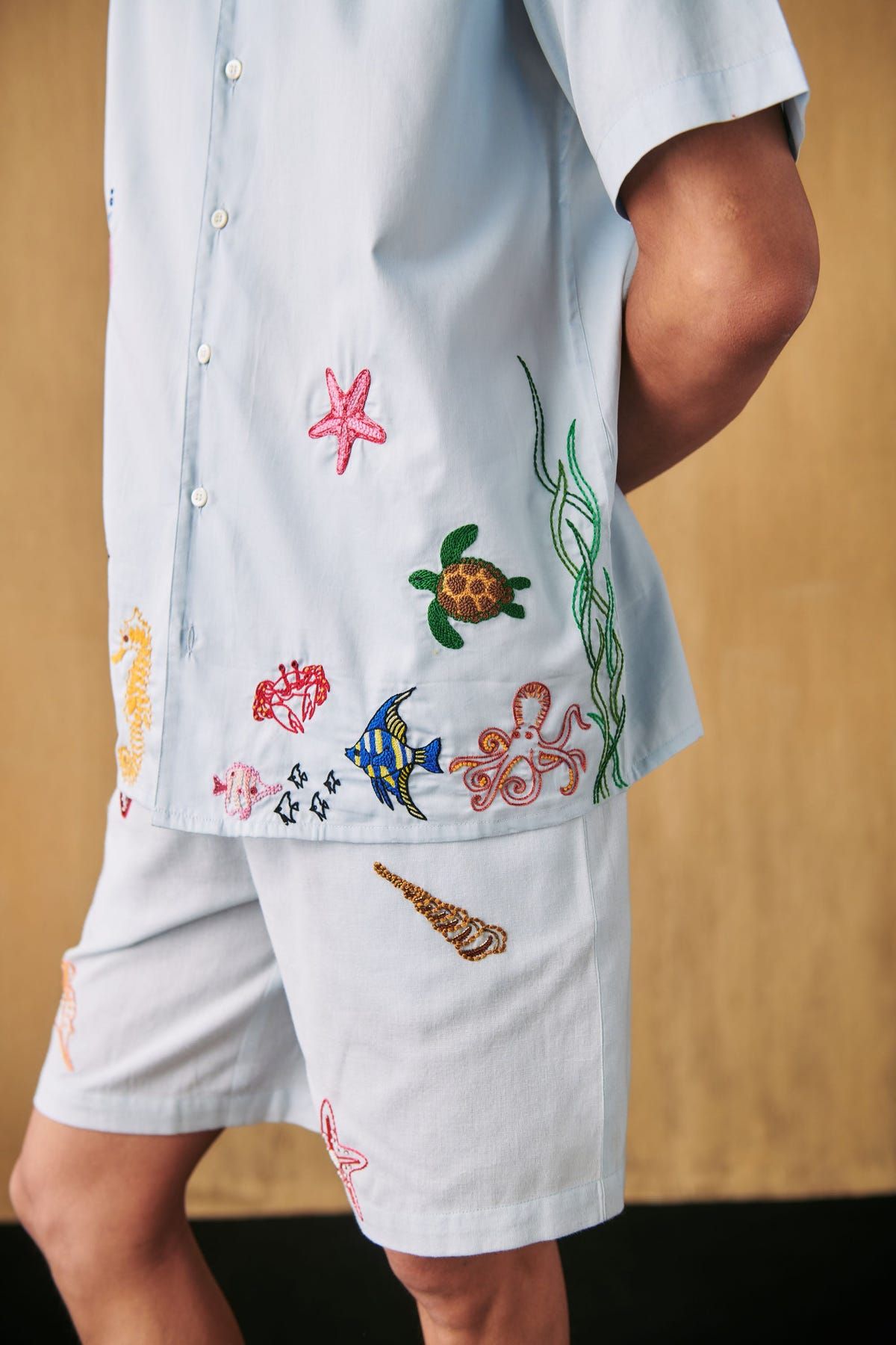 Sea life hand embroidered Shirt - image 2