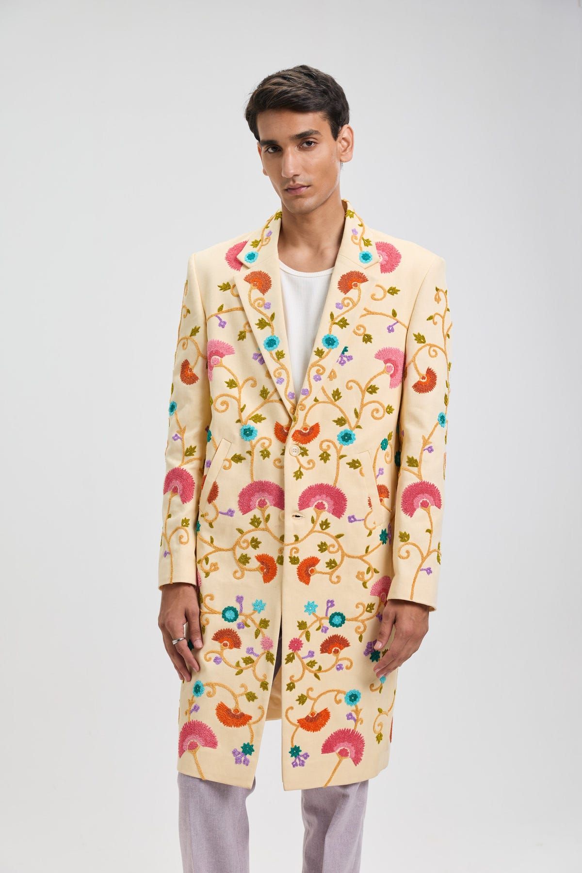 Fuzzy embroidered overcoat - image 1