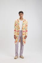 Fuzzy embroidered overcoat view 2