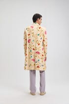 Fuzzy embroidered overcoat view 4