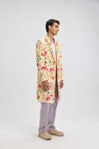 Fuzzy embroidered overcoat view 5