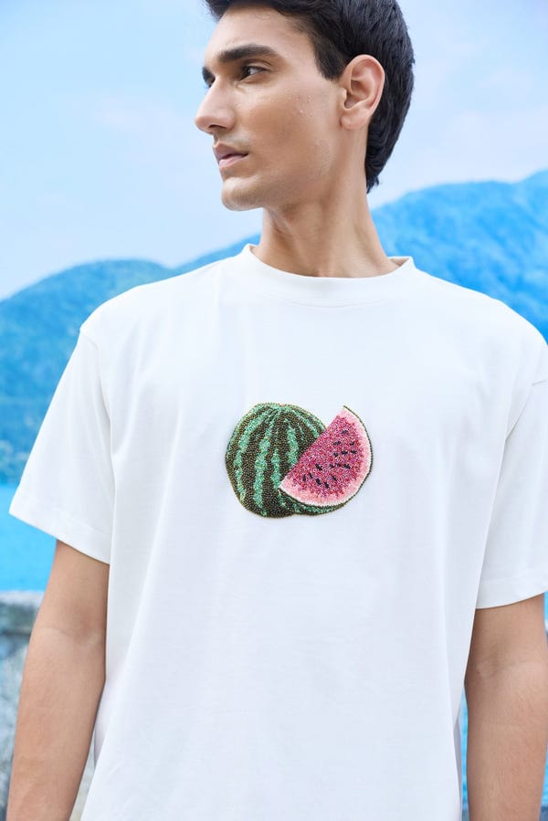 Perte D'ego — "Le Watermelon" hand embroidered T-Shirt