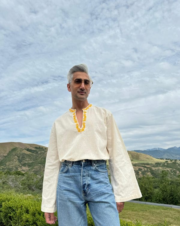 Perte D'ego — Yellow floral hand embroidered resort shirt