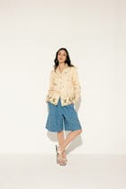 Hand embroidered Floral Denim Culottes view 3