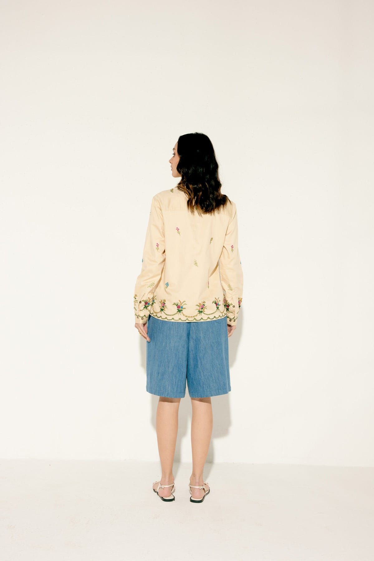 Hand embroidered Floral Denim Culottes - image 4