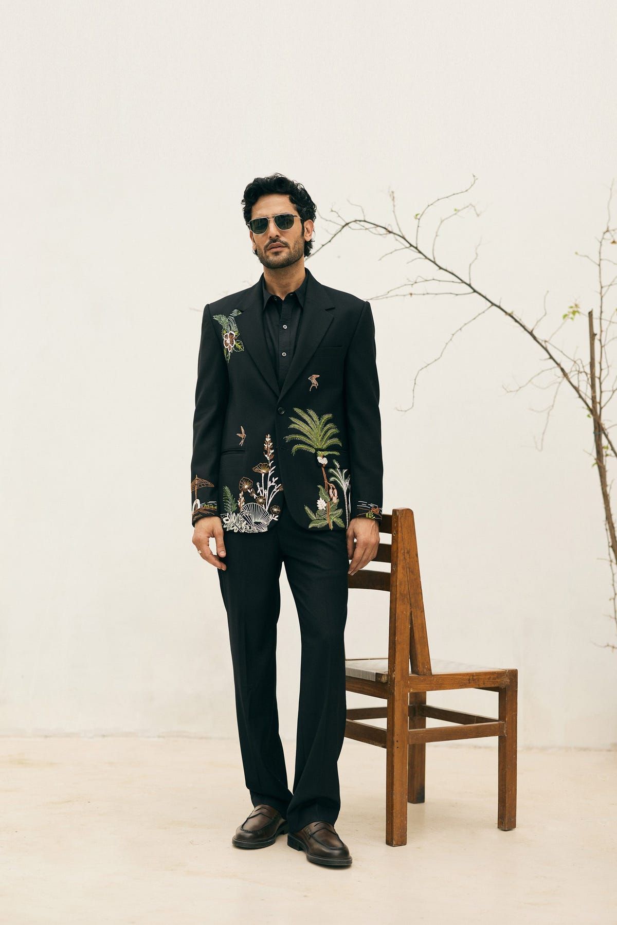 Midnight Tropics Hand embroidered Blazer - image 1