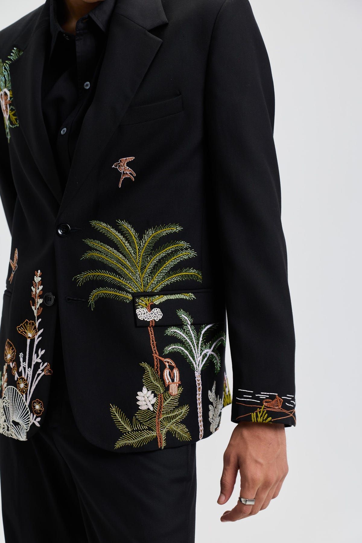 Midnight Tropics Hand embroidered Blazer - image 2