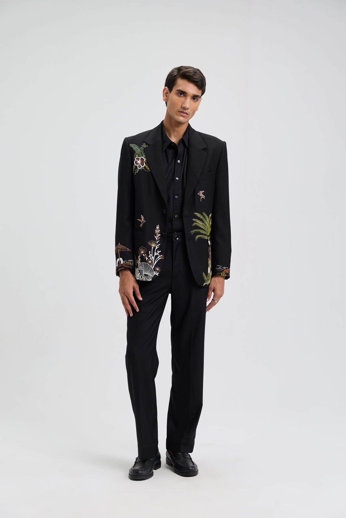 Midnight Tropics Hand embroidered Blazer - image 4