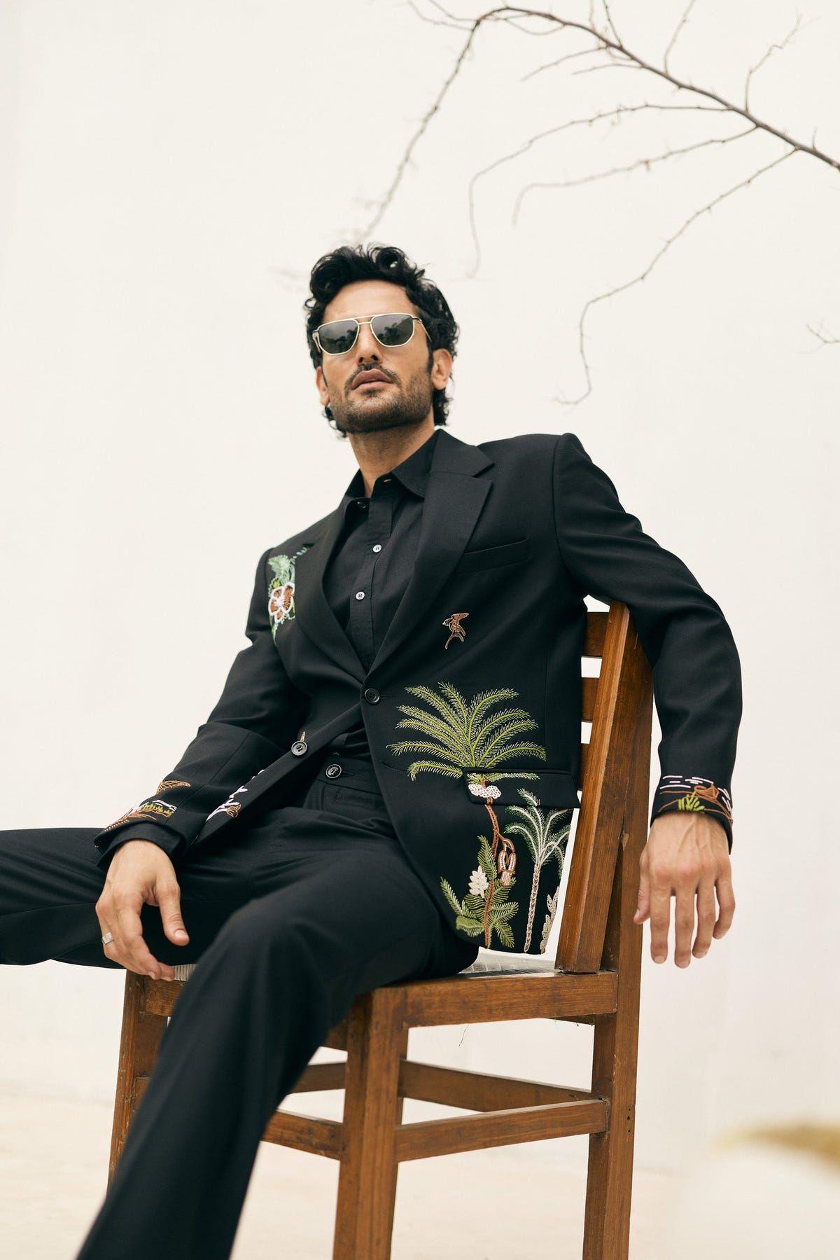 Midnight Tropics Hand embroidered Blazer - image 6