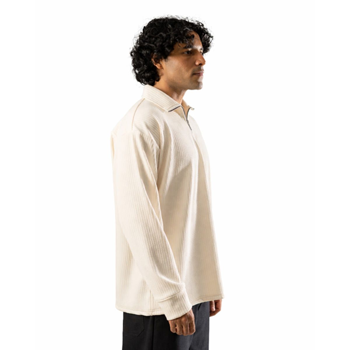 Cream Full Sleeves Quarter Zip - image 3