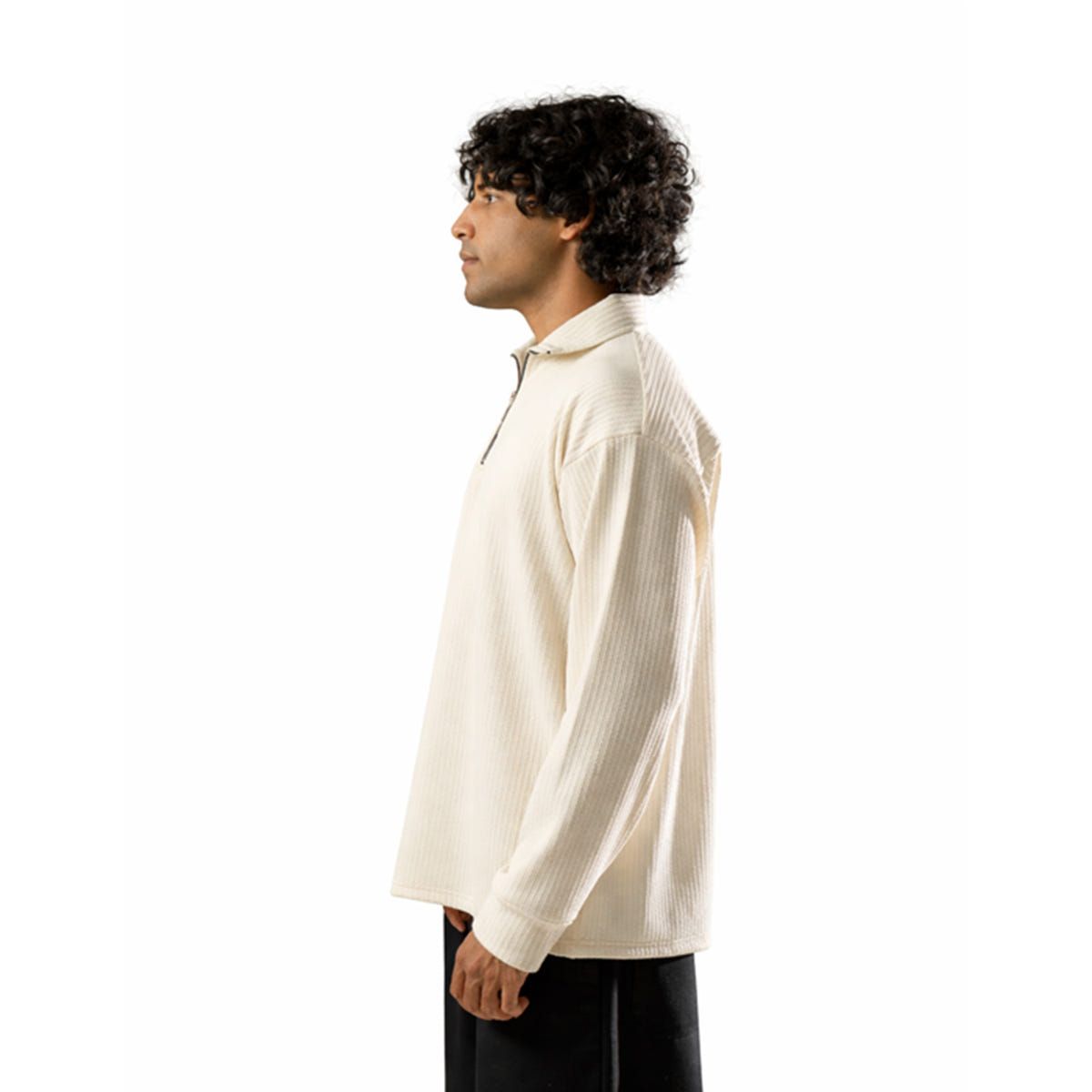 Cream Full Sleeves Quarter Zip - image 4