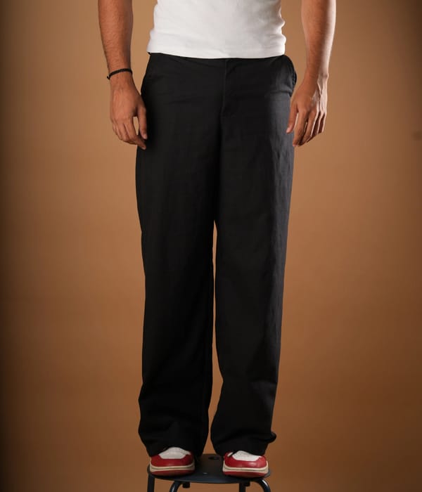 Resa — Linen Pants Set (Black+Natural)