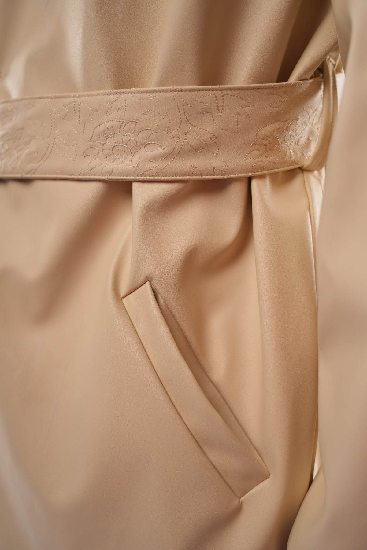 Revival Off White Leather Trench - image 6