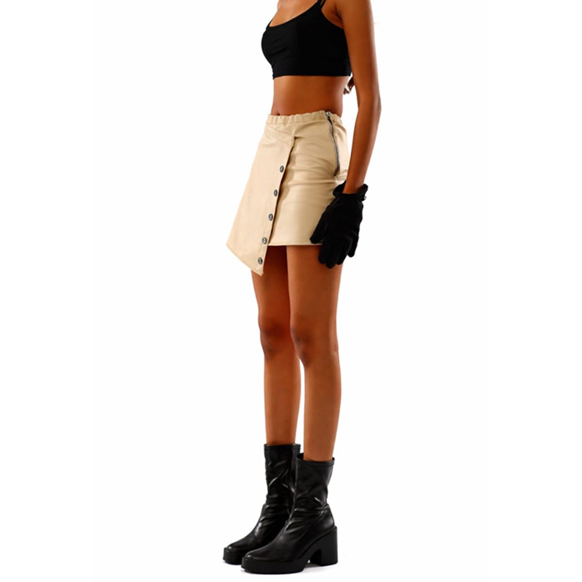 Revival Off White Leather Skirt - image 4