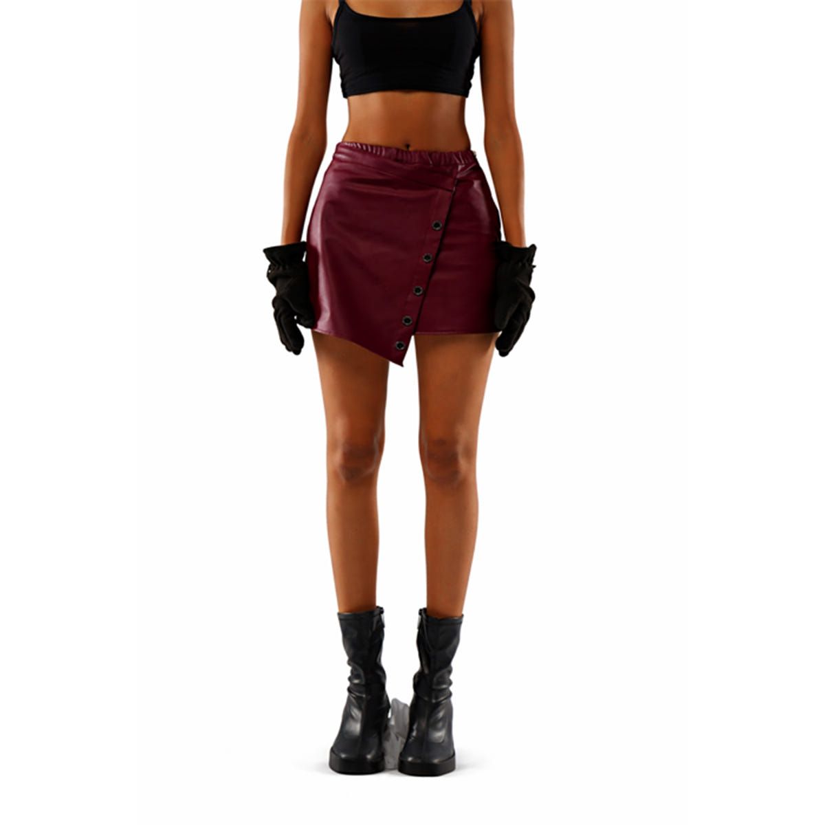 Revival Burgundy Leather Skirt - image 1