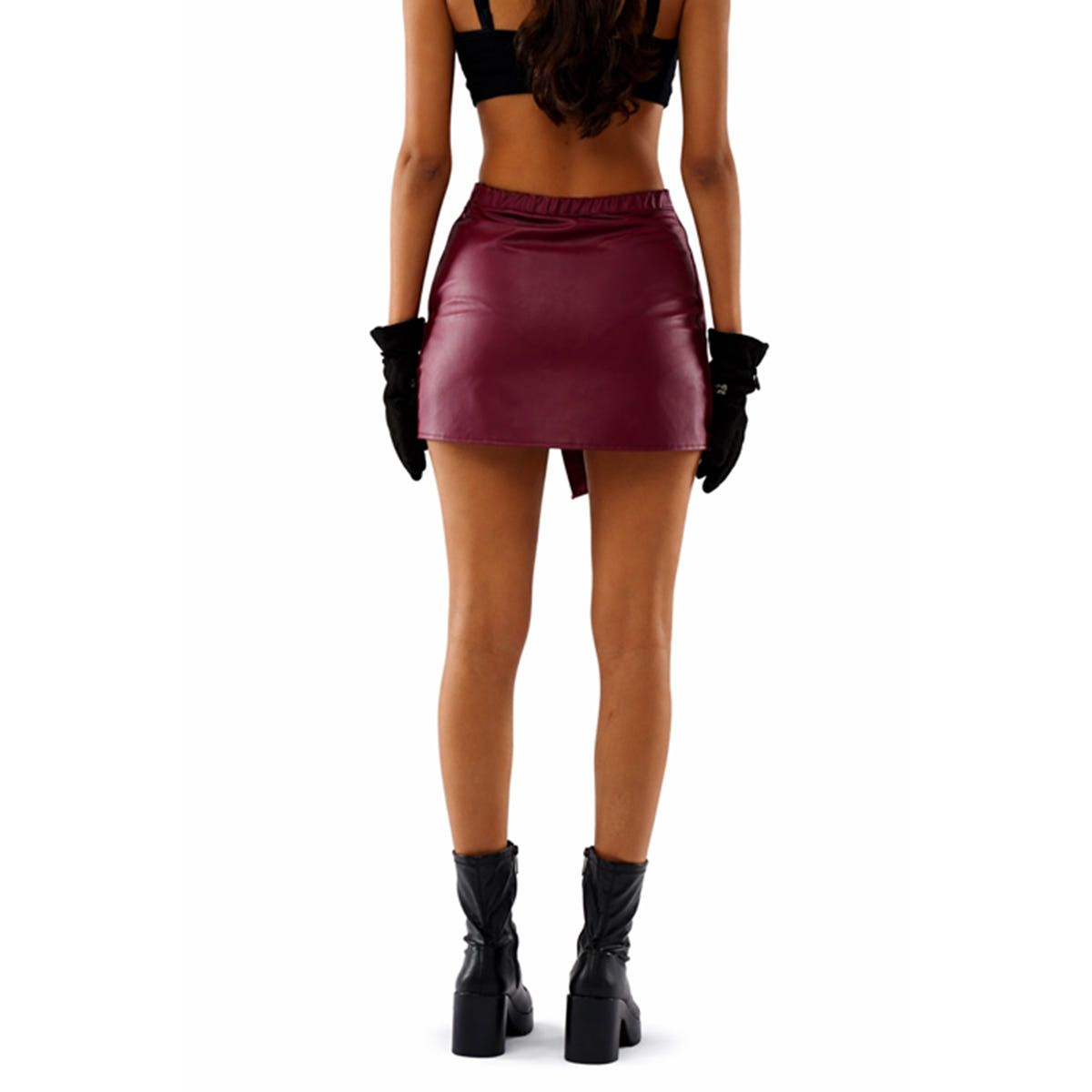 Revival Burgundy Leather Skirt - image 2