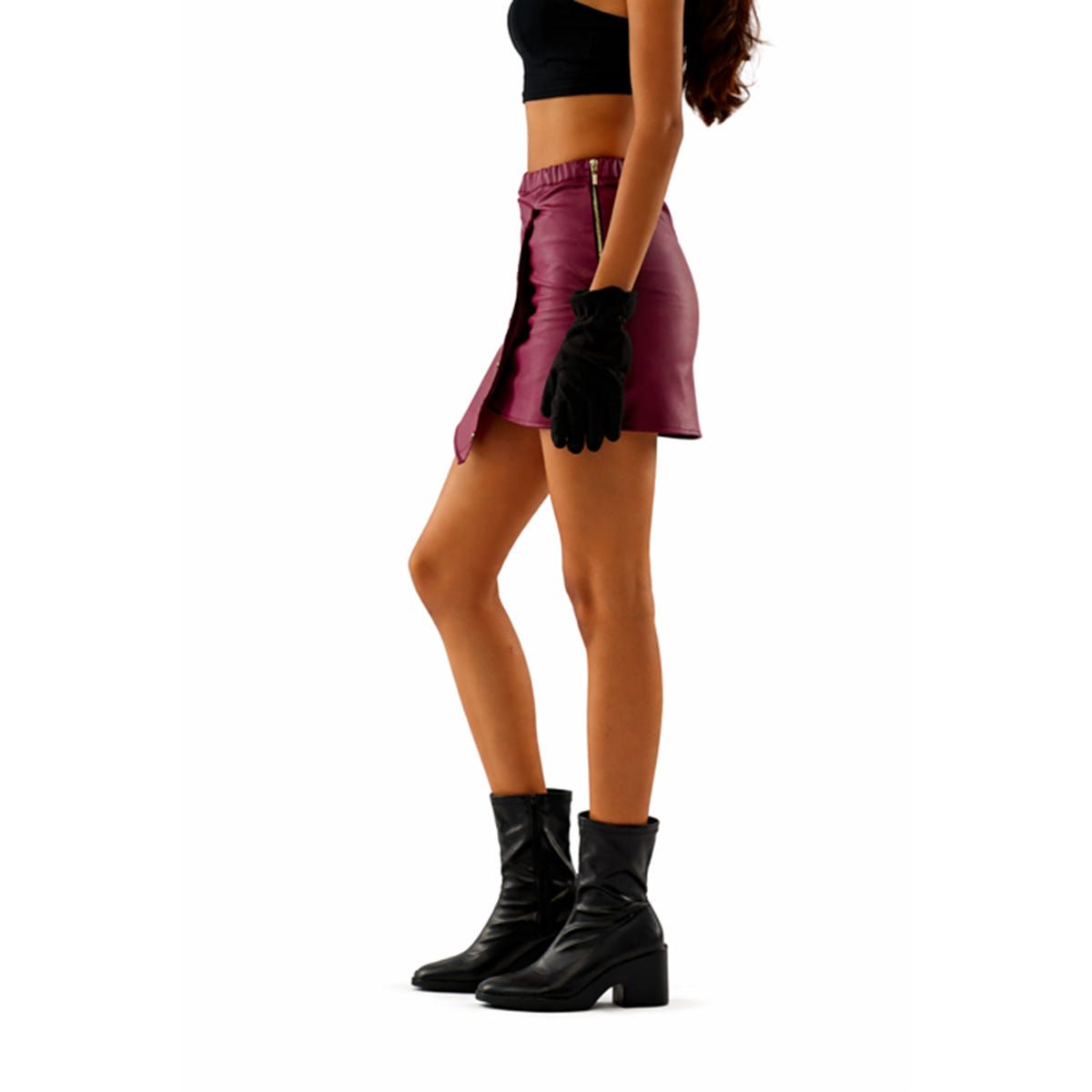 Revival Burgundy Leather Skirt - image 4