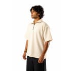 Cream Half Sleeves Quarter Zip view 3