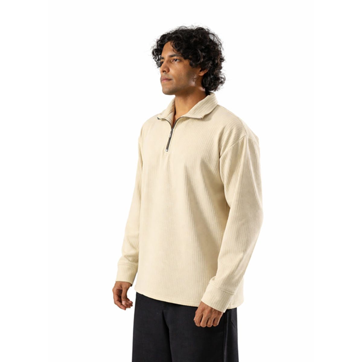 Beige Full Sleeves Quarter Zip - image 4
