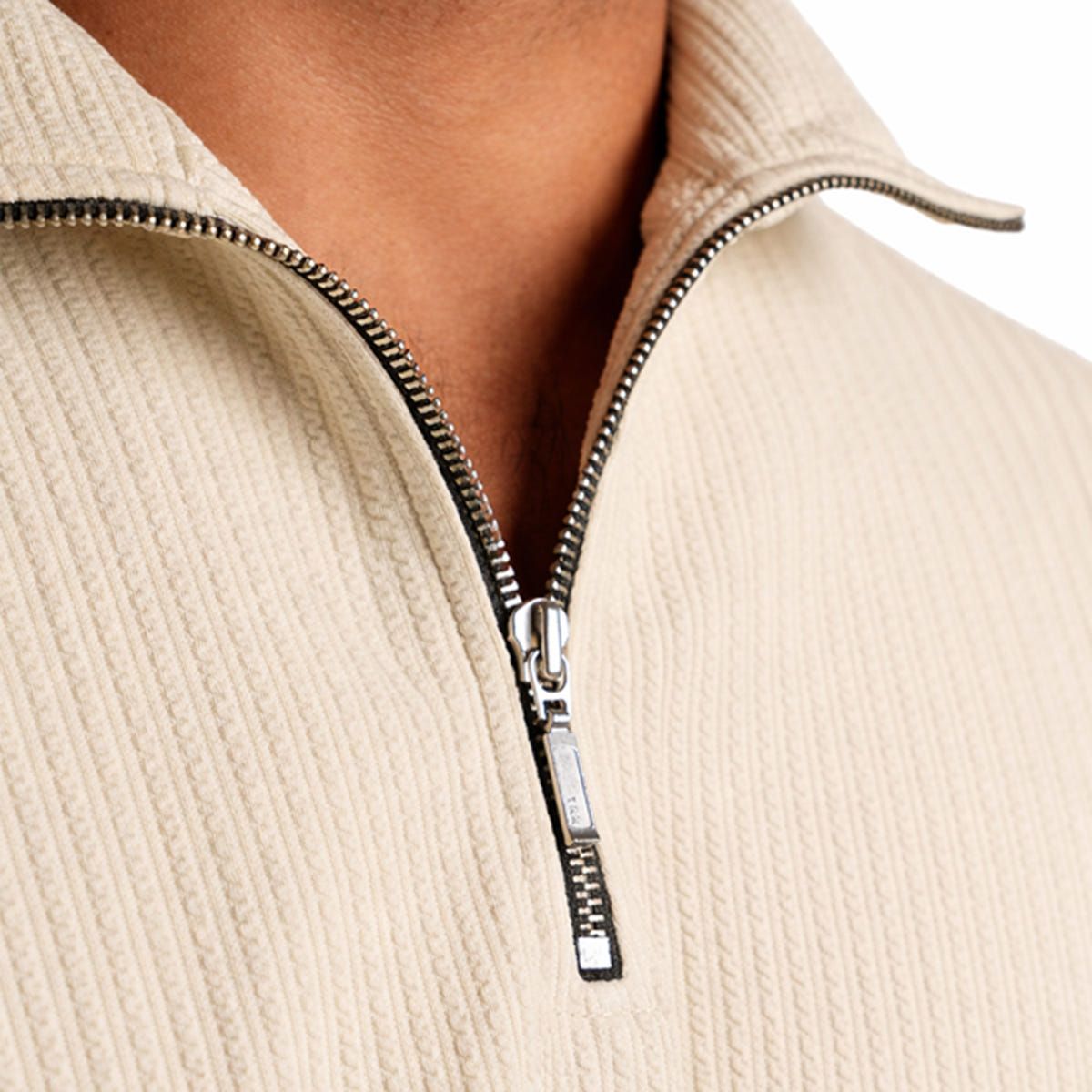 Beige Half Sleeves Quarter Zip - image 4