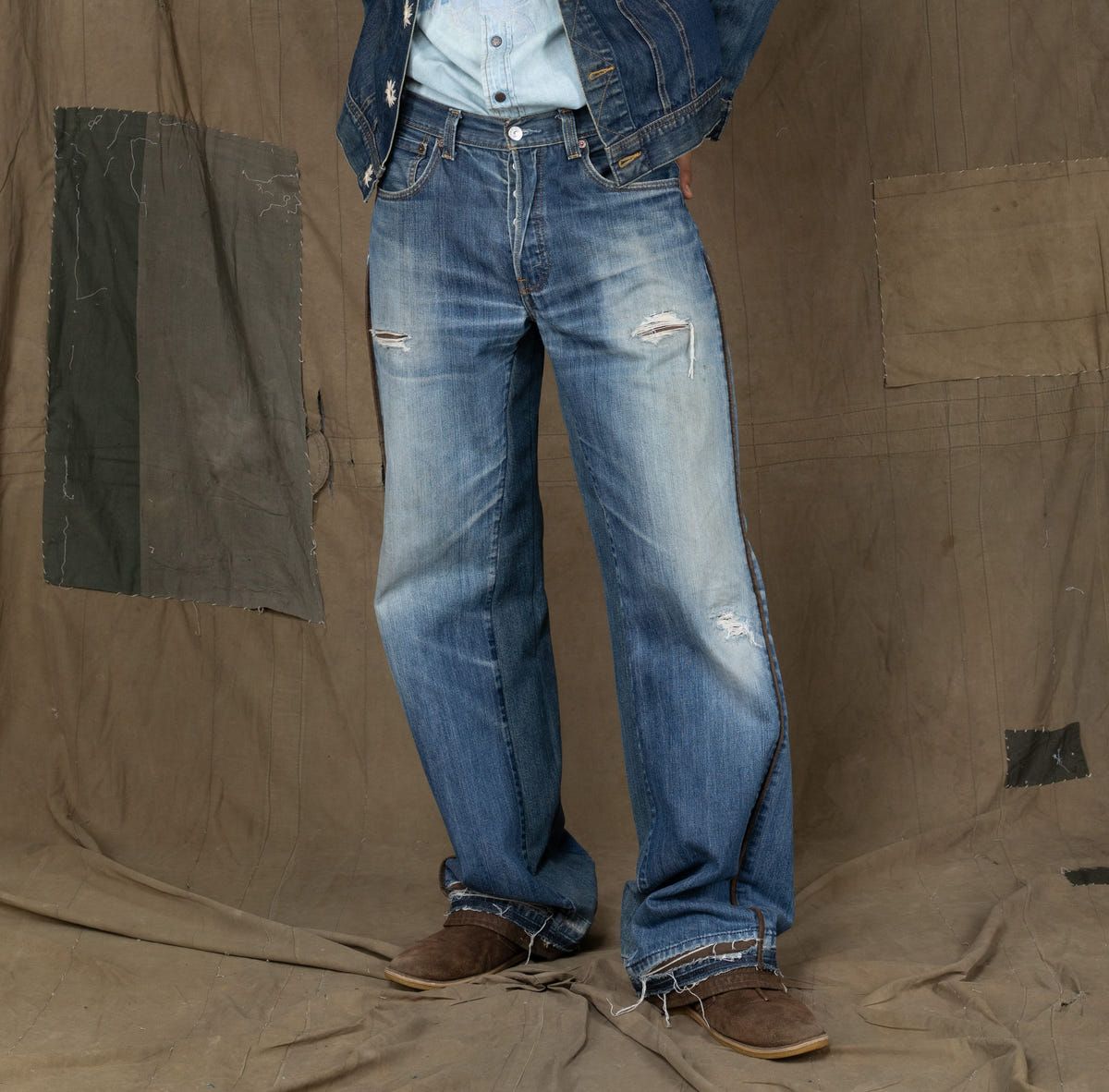 LEATHER REPAIR PANTS BLUE - image 1