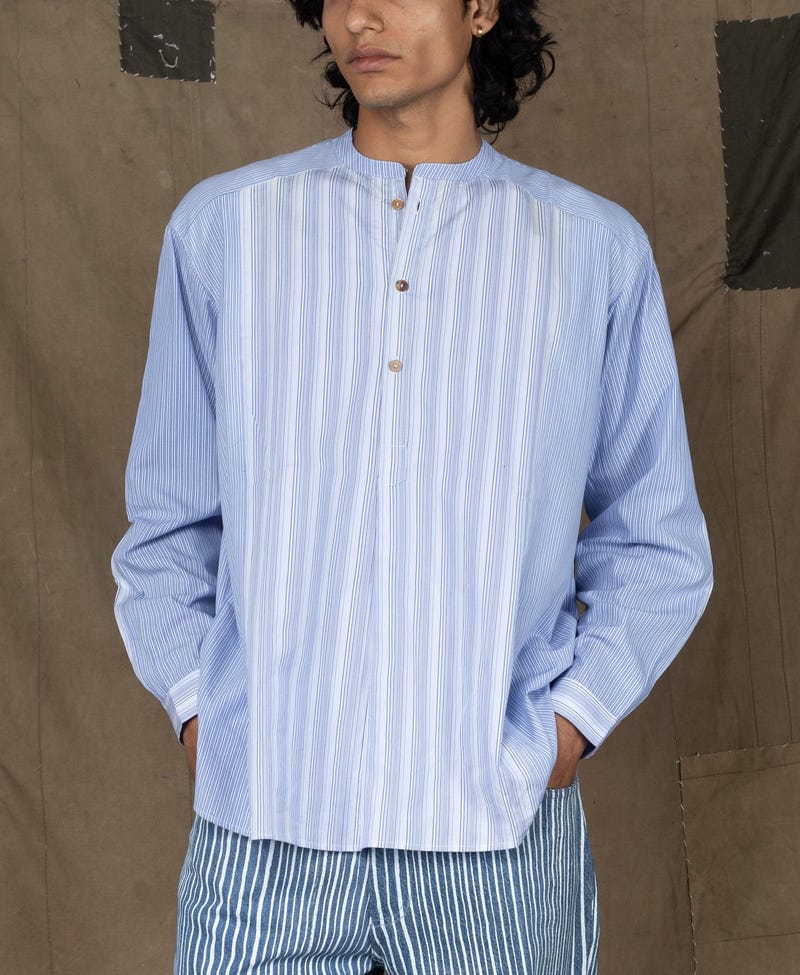 KNIFE PLEAT KURTA LIGHT BLUE