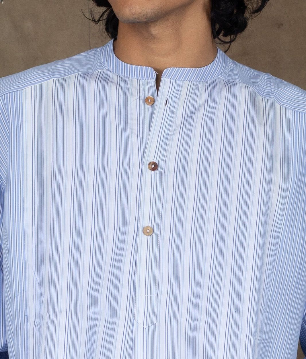 KNIFE PLEAT KURTA LIGHT BLUE - image 3