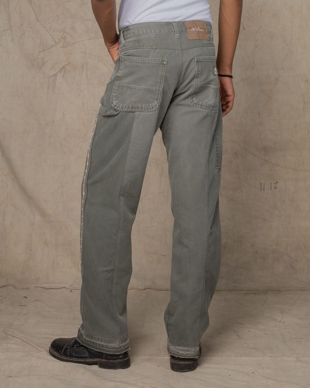 DOUBLE KNEE PANTS w/EMB GREEN - image 2