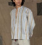 KNIFE PLEAT GREEN-GREY KURTA view 1