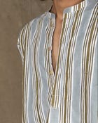 KNIFE PLEAT GREEN-GREY KURTA view 3