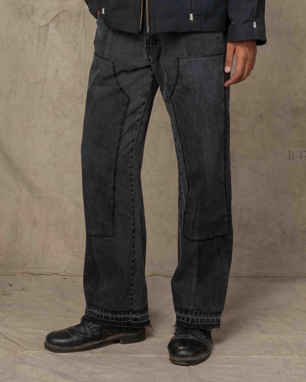 Rkive City — DOUBLE KNEE PANTS w/EMB BLACK