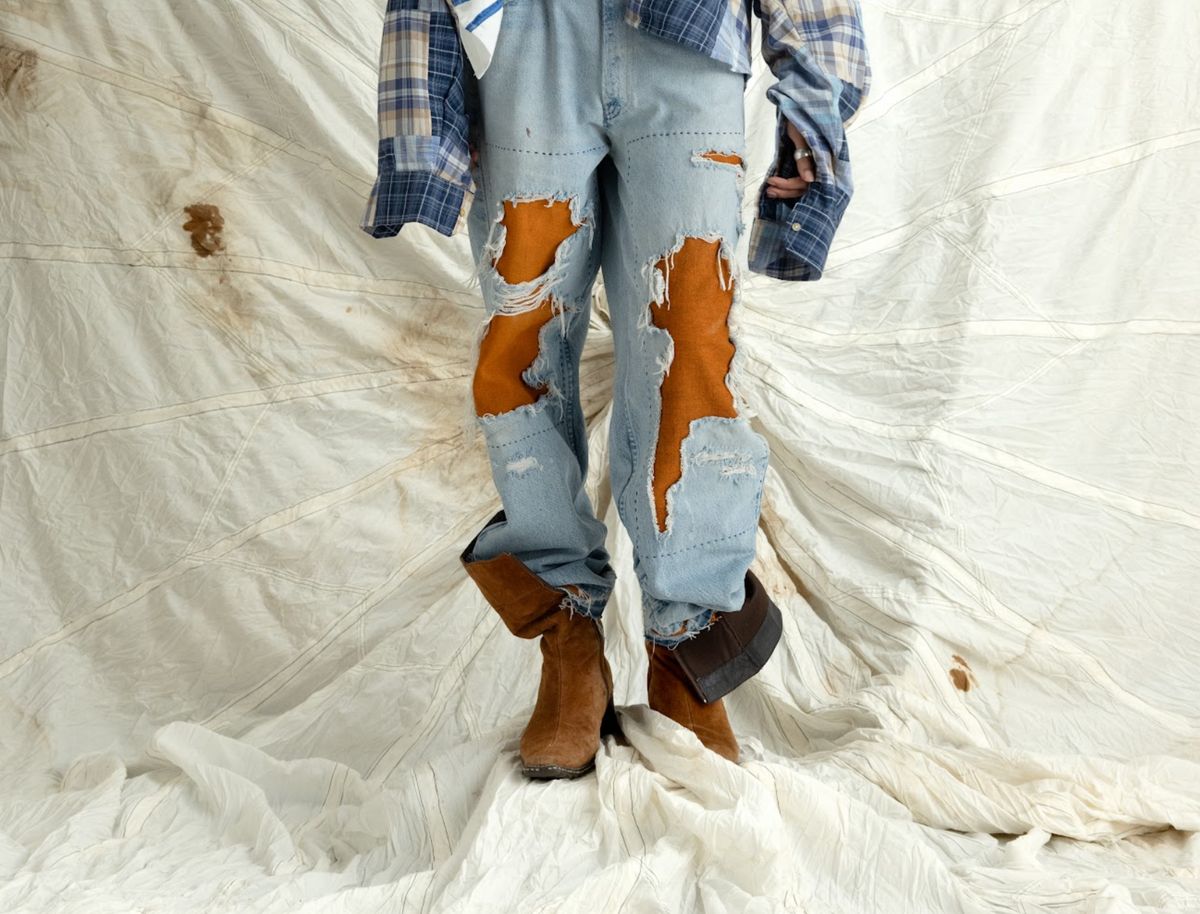 ORANGE REPAIR PANTS BLUE - image 1