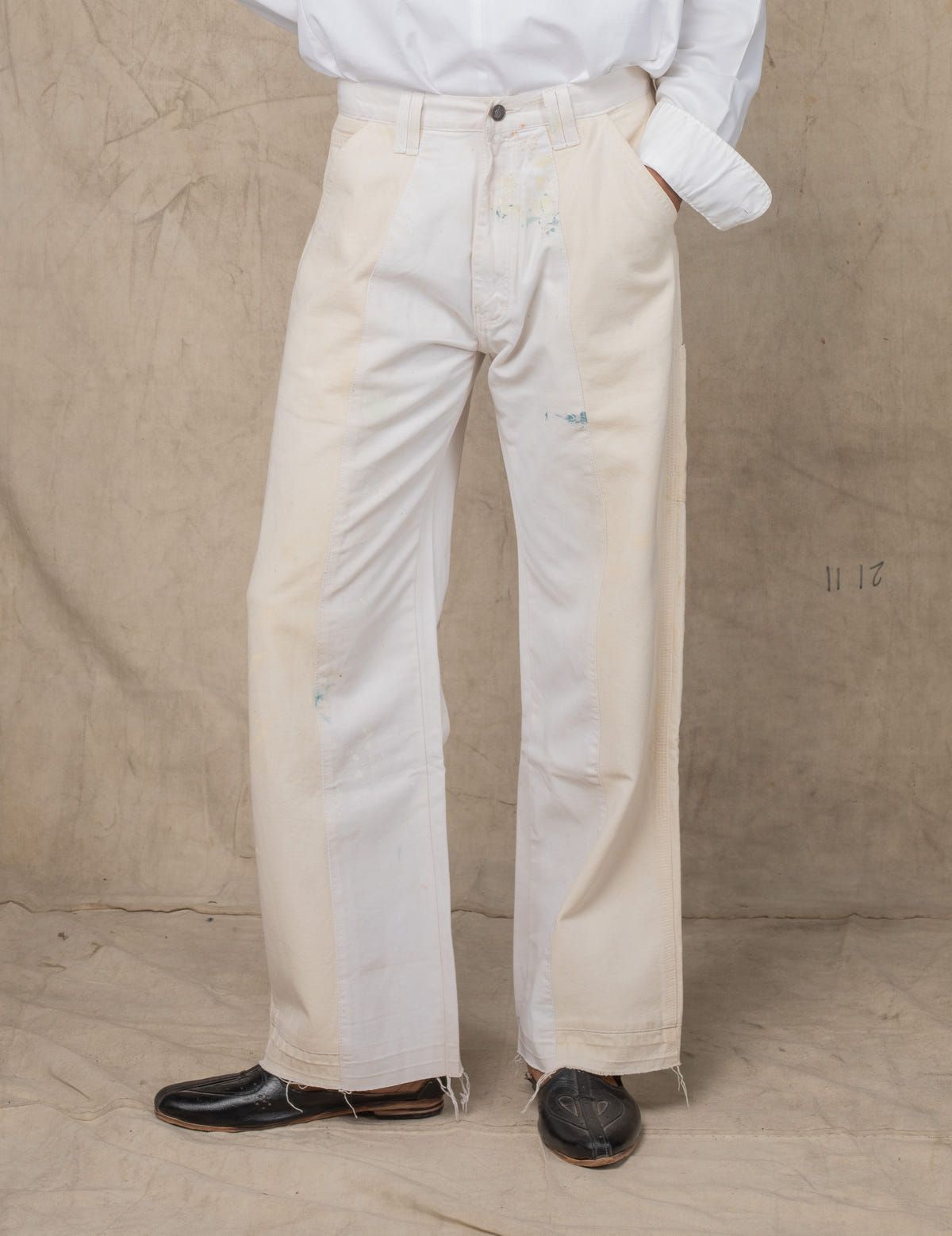 DUAL TONE PANTS WHITE PAINT SPLATTER - image 1