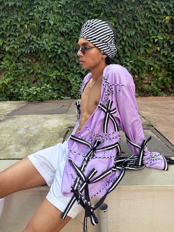 Saim — Stripe fringed jacket
