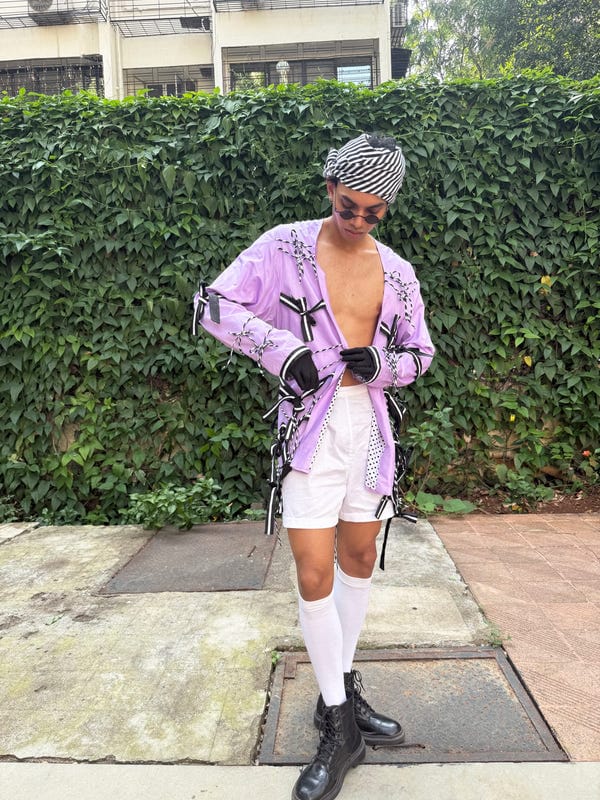 Saim — Stripe fringed jacket
