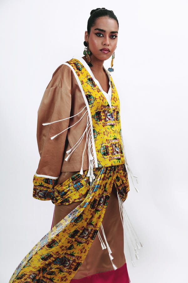 Saim — Tassel crop jacket set