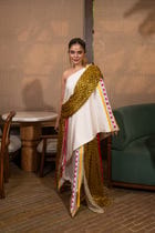 Cross drape one shoulder set view 1