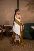 Cross drape one shoulder set view 2