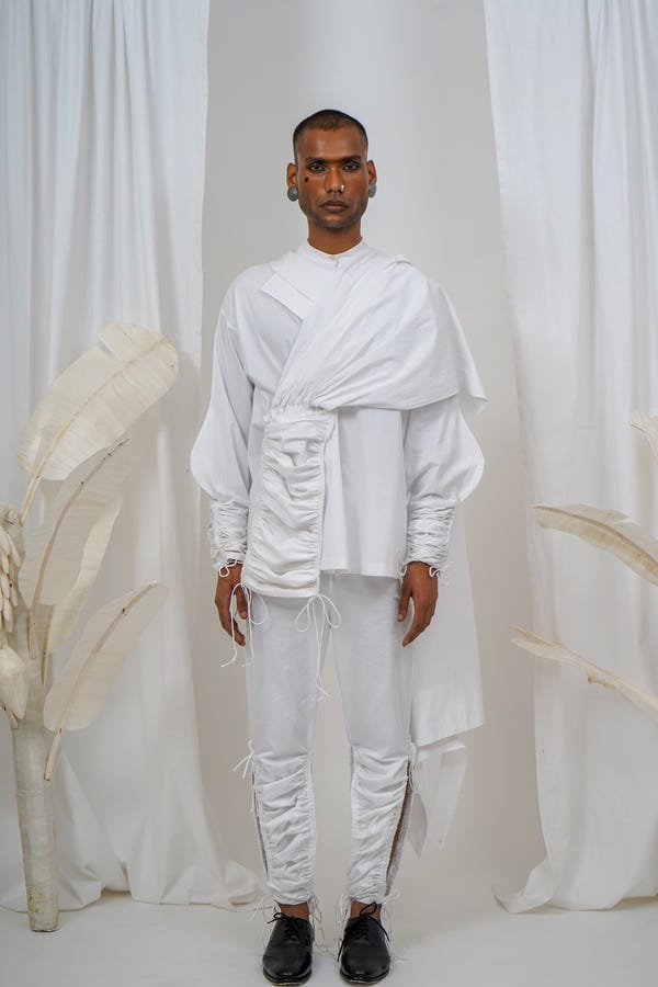 Saim — Pocket saree draped shirt