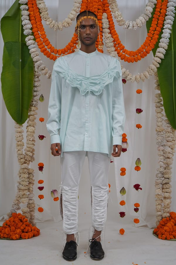 Saim — Dupatta drape shirt