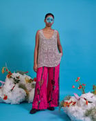 Cut-out amoeba fringed trouser view 1